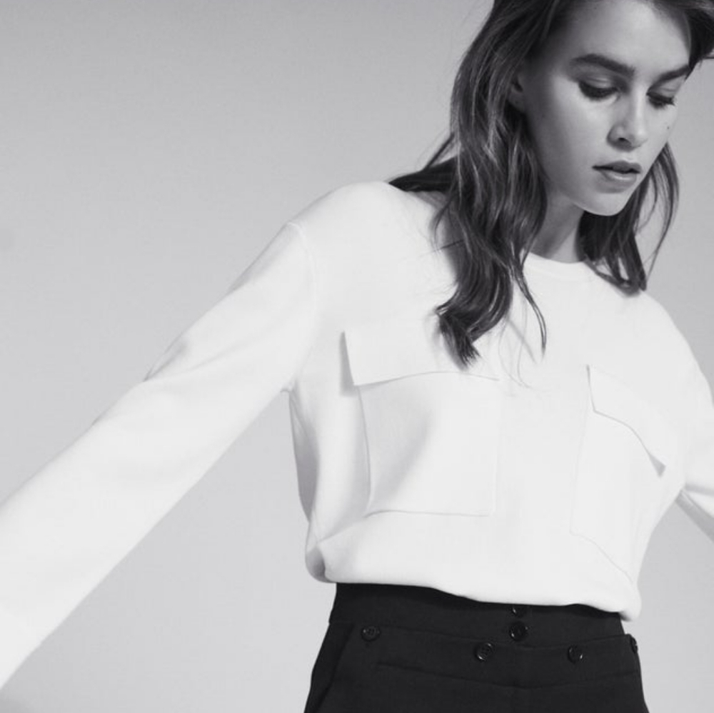 Reiss Tilly Twin Pocket Top in Cream, Size XS